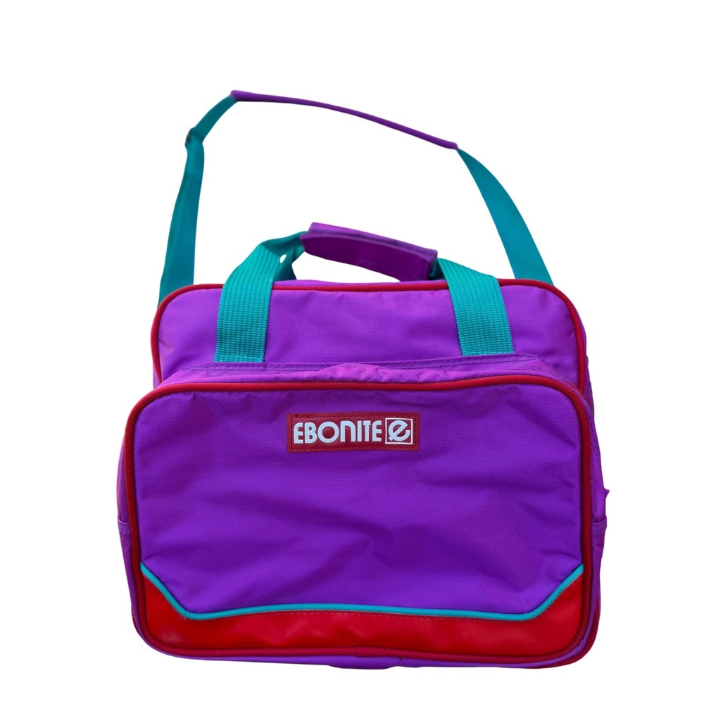 Vintage Ebonite Bowling Bag Purple Teal Retro 80s 90s Travel Gym Tote Carryall
